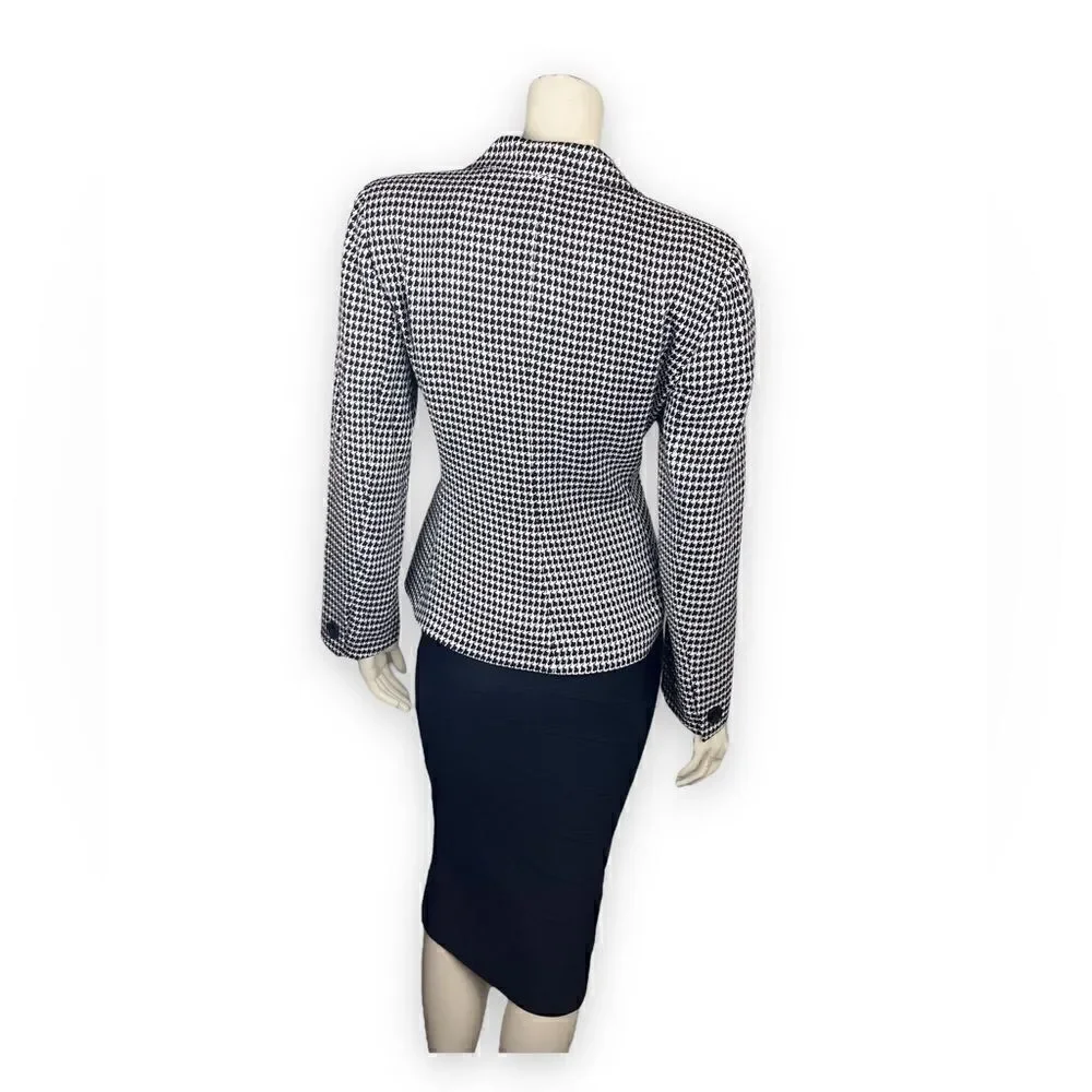 LIKE NEW Vintage Christian Dior Black/Cream Houndstooth Double-Breasted Jacket